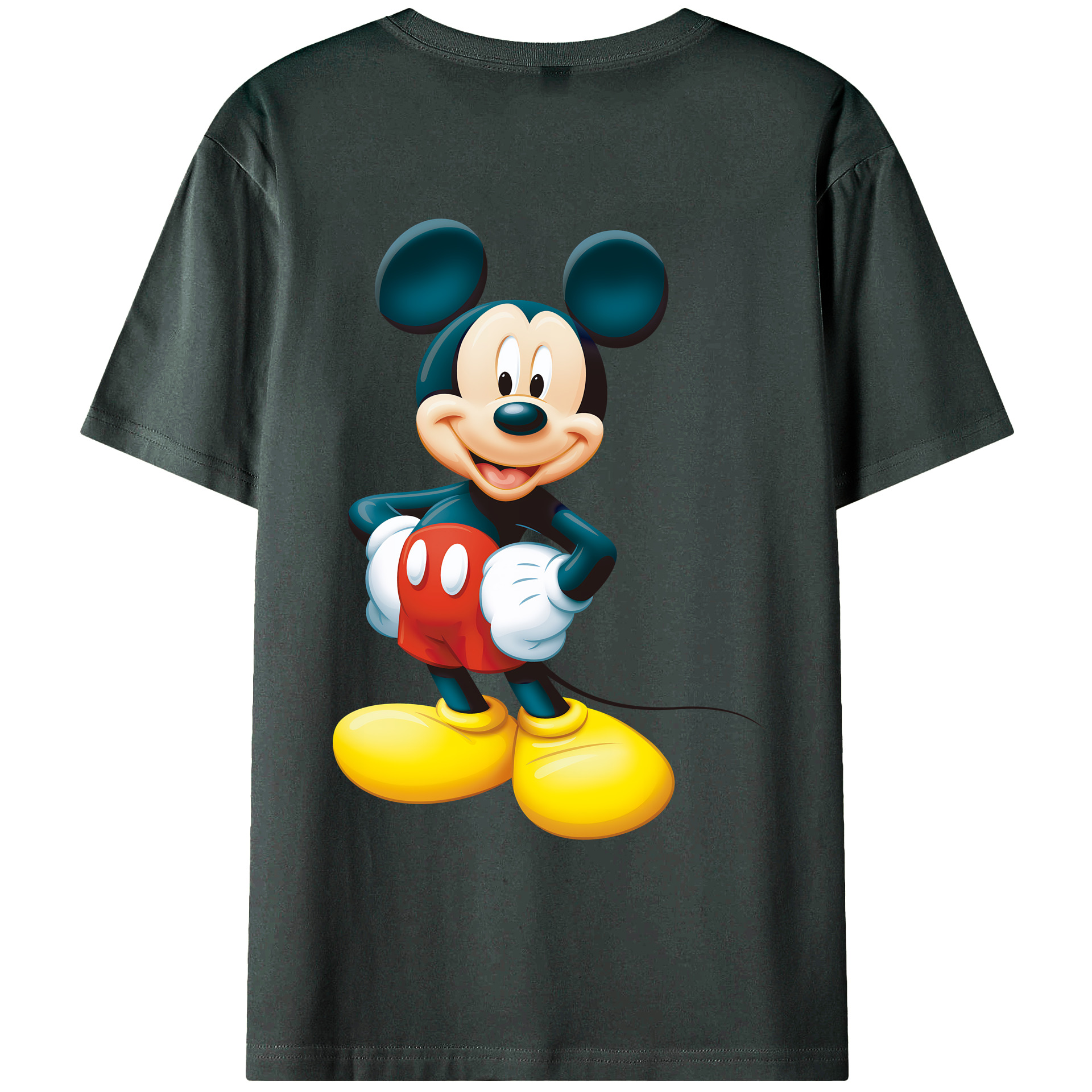 （画像用） ミッキーマウス Mickey Mouse 綿100％ メンズ半袖Tシャツ（バックプリント） 通気性